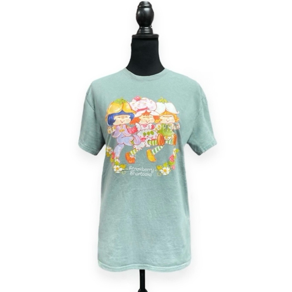 Strawberry Shortcake Licensed Short Sleeve Graphic Top T-Shirt Size M Sage Green